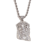 Load image into Gallery viewer, ICED BAGUETTE JESUS PENDANT WITH TWIST CHAIN