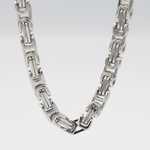 Load image into Gallery viewer, 5MM BYZANTINE CHAIN NECKLACE — 18” 18K GOLD PLATED STAINLESS STEEL