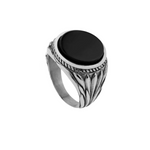 Load image into Gallery viewer, WREATH STYLE ONYX STAINLESS STEEL RING