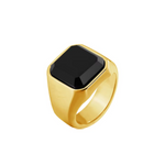 Load image into Gallery viewer, BLACK SQUARE ONYX STAINLESS STEEL RING