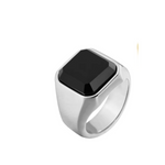 Load image into Gallery viewer, BLACK SQUARE ONYX STAINLESS STEEL RING
