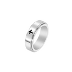 Load image into Gallery viewer, CROSS SPINNER STAINLESS STEEL RING