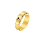 Load image into Gallery viewer, CROSS SPINNER STAINLESS STEEL RING