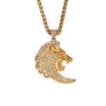 Load image into Gallery viewer, MAJESTIC ROARING LION HEAD PENDANT WITH TWIST CHAIN