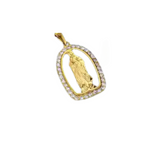 Load image into Gallery viewer, ICED OUT RIMMED VIRGIN MARY STAINLESS STEEL PENDANT
