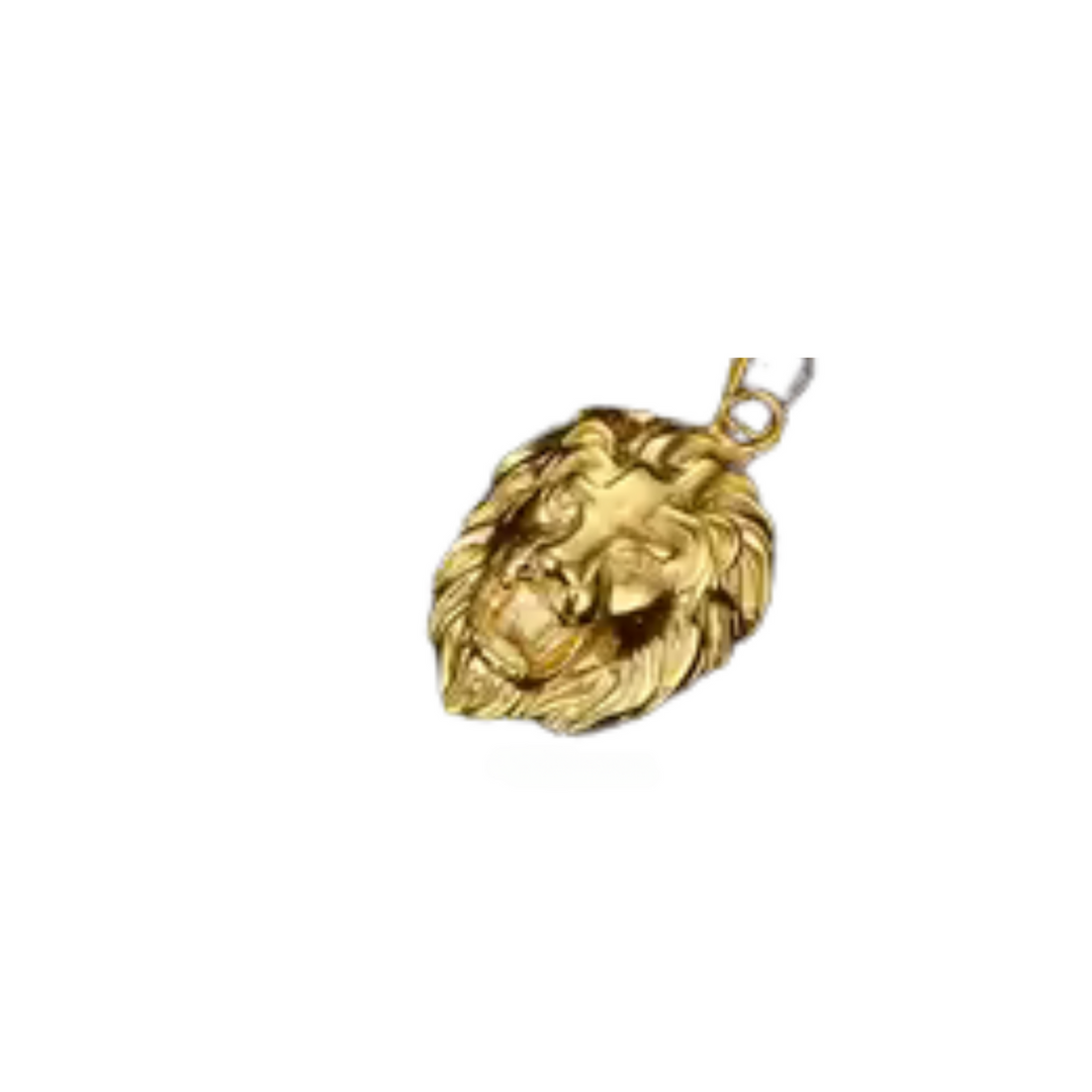 LION FACE ETCHED STAINLESS STEEL PENDANT