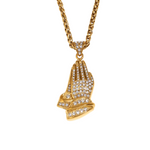 Load image into Gallery viewer, PRAYING HANDS PENDANT WITH TWIST CHAIN
