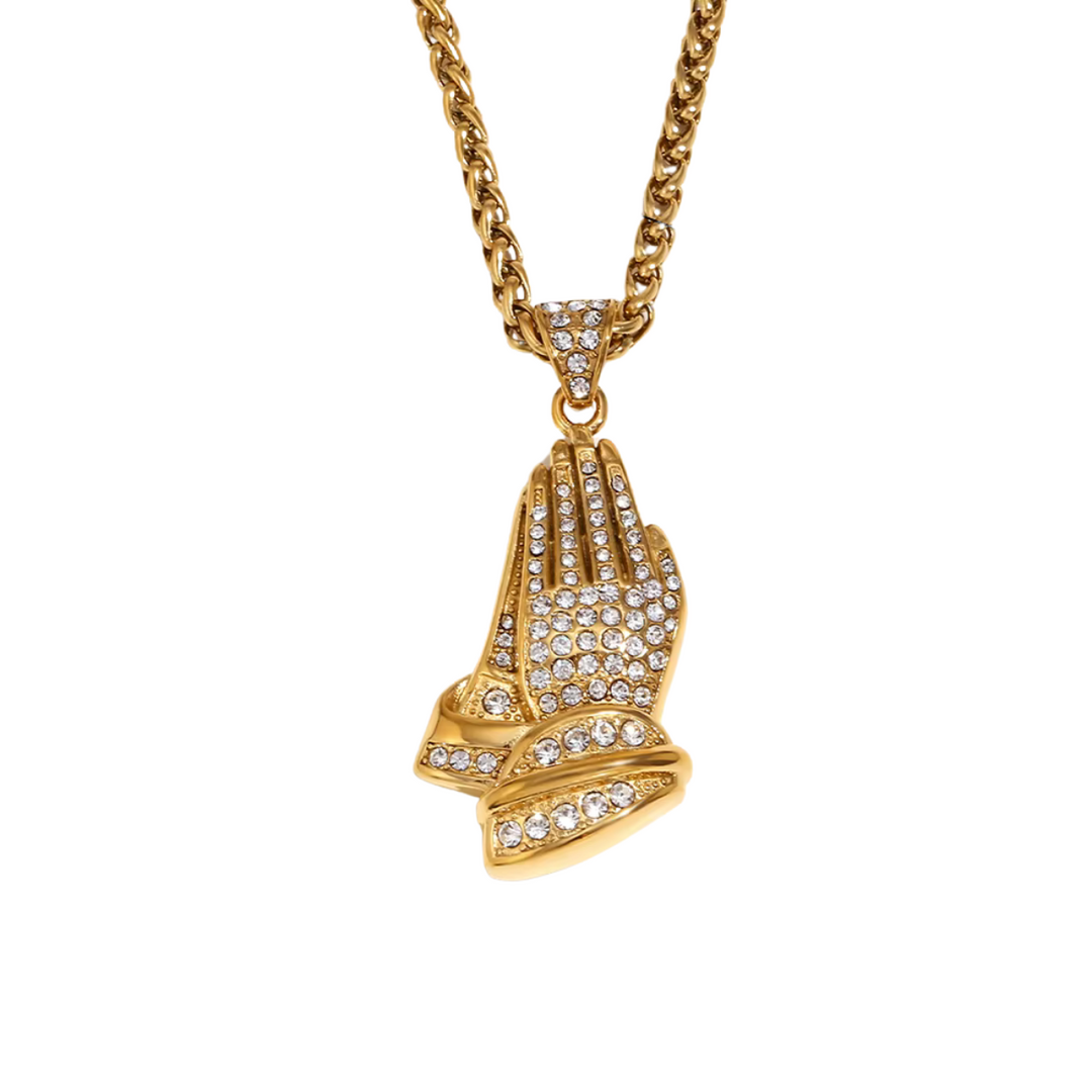 PRAYING HANDS PENDANT WITH TWIST CHAIN