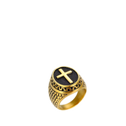 ENGRAVED CROSS VINTAGE  STAINLESS STEEL RING