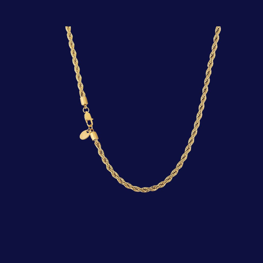 ROPE CHAIN IN 18K YELLOW/WHITE GOLD - 4MM