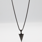 VIKING ARROW PENDANT NECKLACE — STAINLESS STEEL, BLACK GOLD PLATE (WITH 2.5MM 22+2” BOX CHAIN)