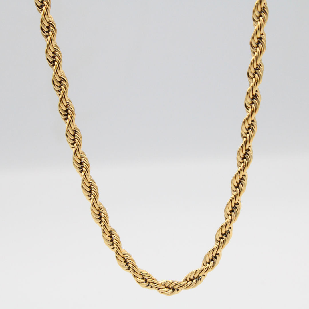 5MM ROPE CHAIN 20” 18K GOLD PLATED STAINLESS STEEL