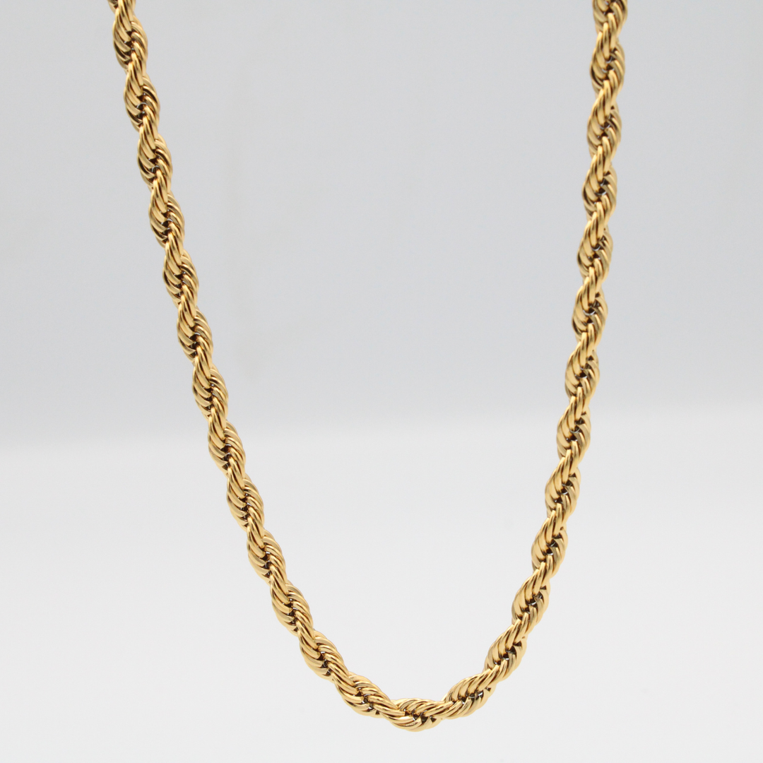5MM ROPE CHAIN 20” 18K GOLD PLATED STAINLESS STEEL