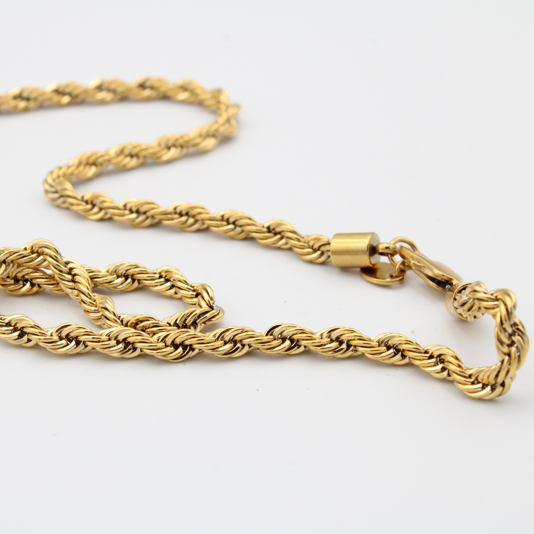 5MM ROPE CHAIN 20” 18K GOLD PLATED STAINLESS STEEL