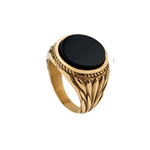 Load image into Gallery viewer, WREATH STYLE ONYX STAINLESS STEEL RING
