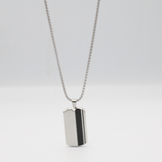 DOG TAG PENDANT NECKLACE — STAINLESS STEEL, STEEL COLOR (WITH 2.5MM 22+2” BOX CHAIN)