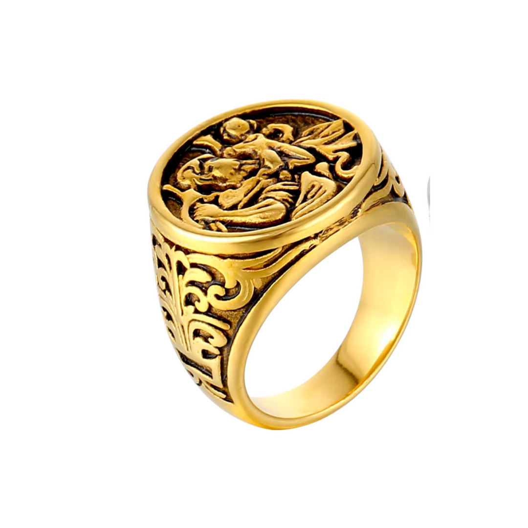 ST. CHRISTOPHER TRAVEL STAINLESS STEEL RING