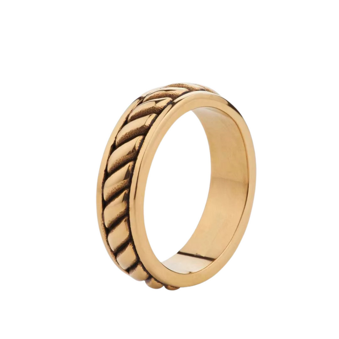 VINTAGE STYLE ROPE DESIGN STAINLESS STEEL RING