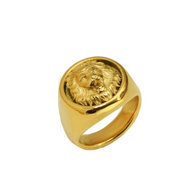 ROUND LION HEAD STAINLESS STEEL RING