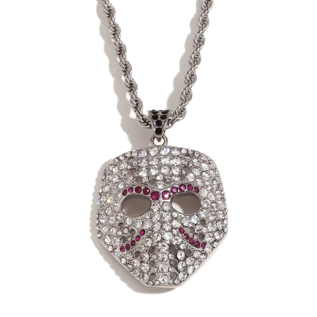 SKULL MASK PENDANT WITH WOVEN CHAIN