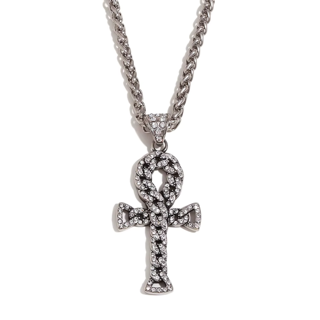 EGYPTIAN ANKH CROSS PENDANT WITH TWIST CHAIN
