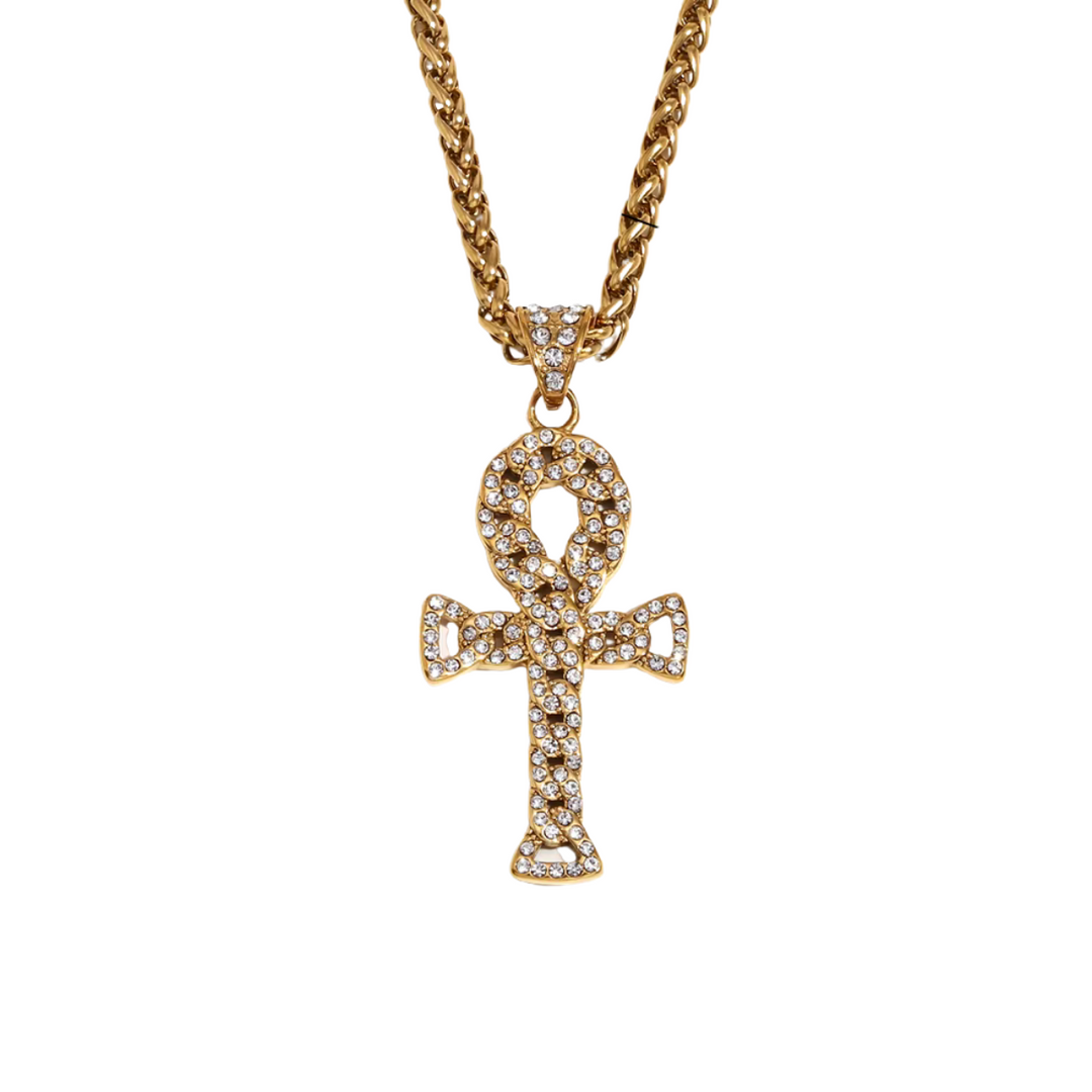 EGYPTIAN ANKH CROSS PENDANT WITH TWIST CHAIN